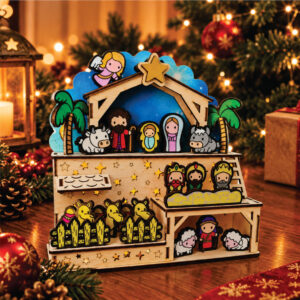 Pesebre Navideño 3 niveles figuras en color